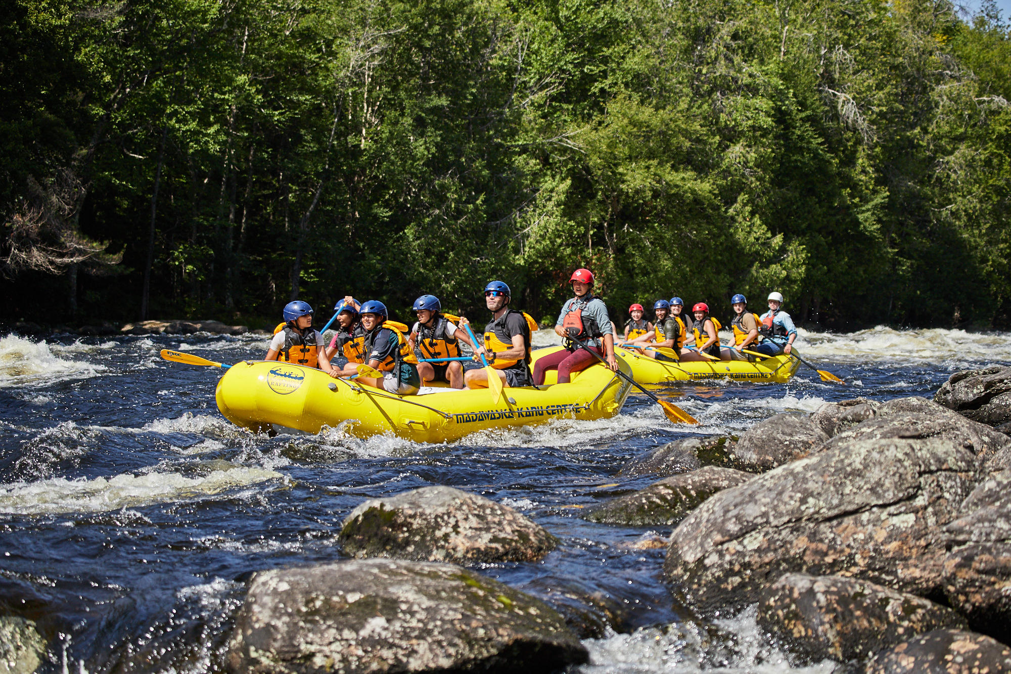 rafts full of people going down the Madawaska